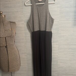 LOFT Heather Gray and Black Sleeveless Maxi Dress